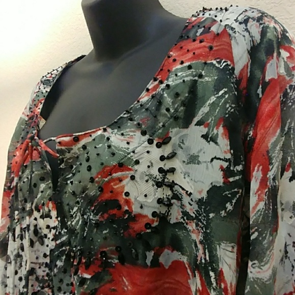 BCBG Maxazaria Printed Sheer Tunic - Picture 3 of 8